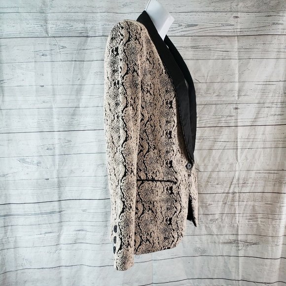 Free People Womens‎ Modern Blazer Sz XS Beige Black Single Button - Picture 3 of 6